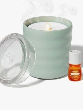 Aqua Ceramic Scented Candle with Clear Lid